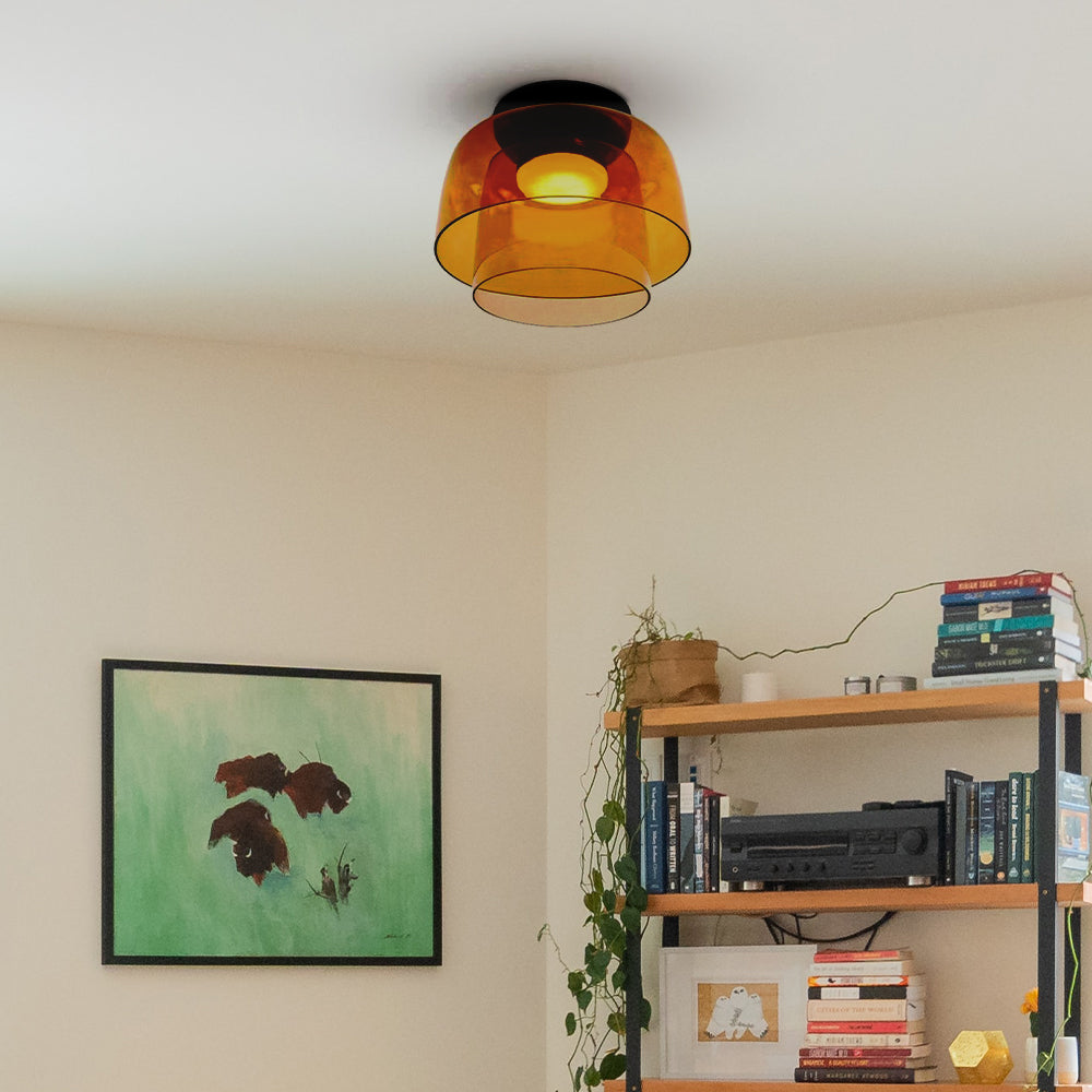 Design Glazen Plafondlamp met Gelaagde Structuur — Elegant Lichtspel voor Eetkamer, Woonkamer en Slaapkamer | Sansoti