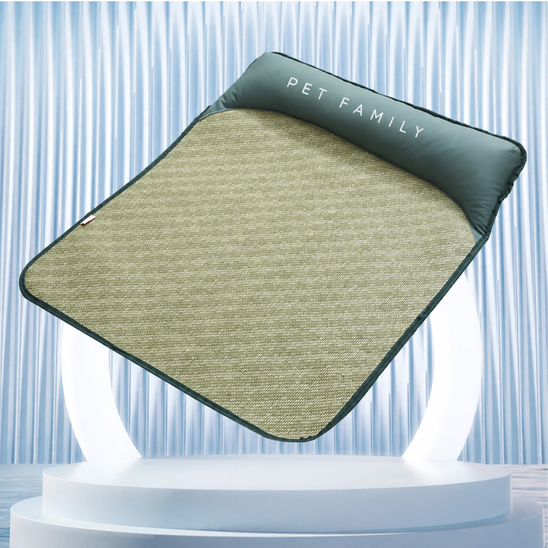 Tapis rafraîchissant respirant pour animaux avec oreiller intégré, pour chiens et chats, fraîcheur et confort en été | Sansoti