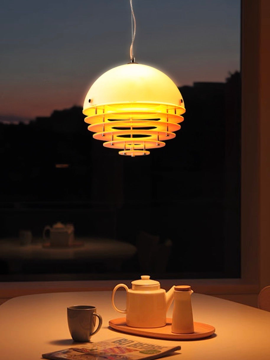 Stijlvolle Hanglamp Bauhaus Design Oranje-Wit Sfeerverlichting voor Moderne Interieurs | Sansoti