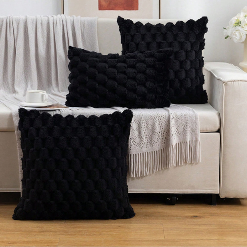 Kussenhoes 3D textuur katoen polyester roze sierkussen bank slaapkamer decoratief zacht hoes kussen vierkant rechthoek | Sansoti