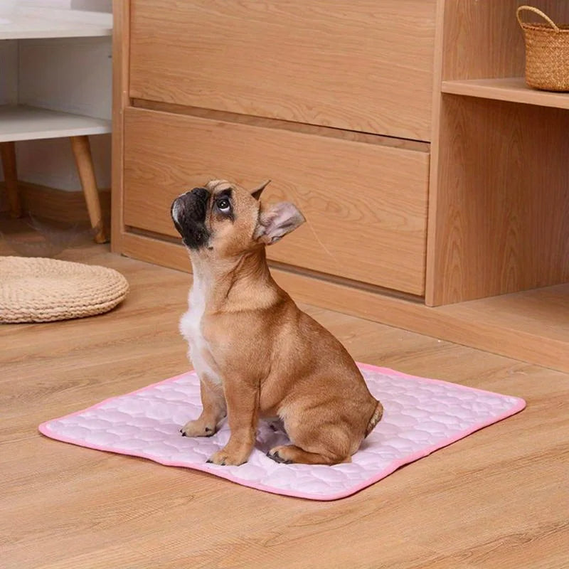 Koelmat voor Huisdieren Zomers Comfort Hond Kat Ademend Zijde Textiel Verkoelend Ligkussen Vierkant Koel | Sansoti