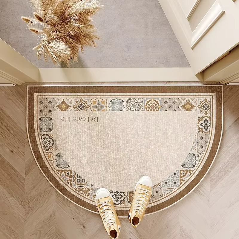 Halfronde Deurmat Buiten 60x90 cm Gestreept Antislip Voordeurmat Binnen Entree Terras Drempel Velvet Weerbestendig | Sansoti