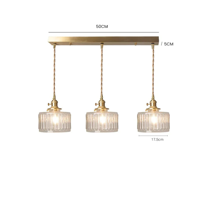Crystal Glass Pendant Light Cylindrical Shape Adjustable Height Vintage Style Living Room Dining Room Hallway Ambient Lighting | Sansoti