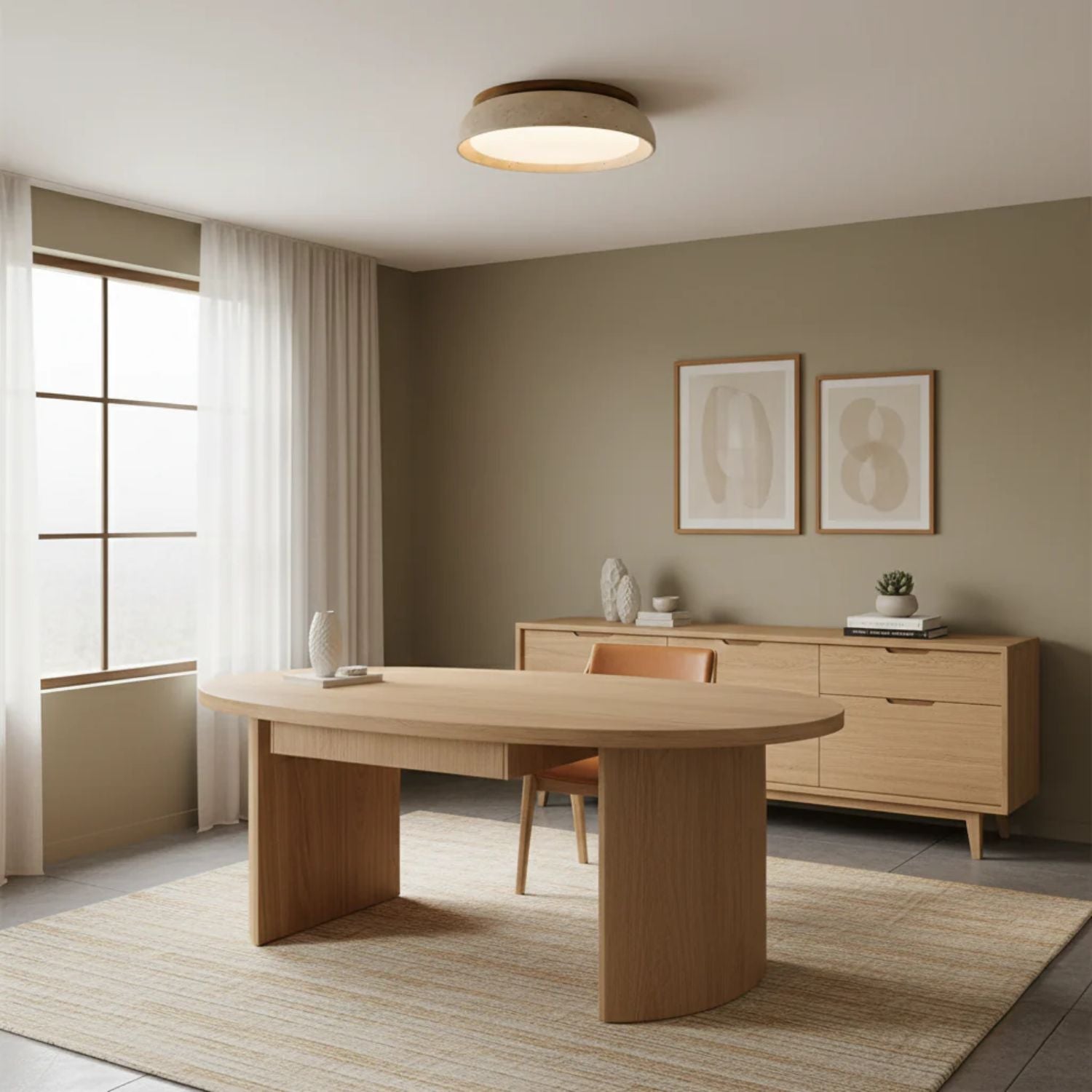 Depiara Deckenleuchte Travertin Holz LED 3000K Beige Deckenbeleuchtung Wohnzimmer Schlafzimmer Flur Badezimmer modern minimalistisch | Restfield