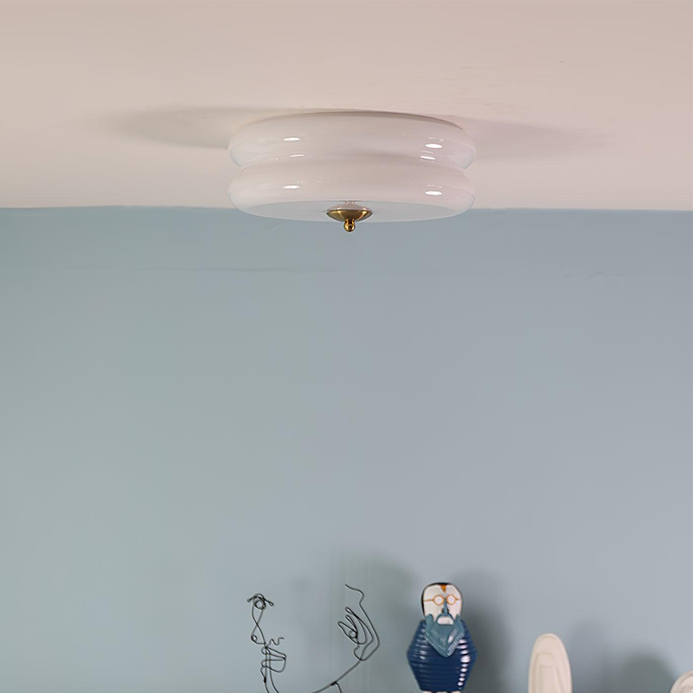 LED plafondlamp glas metaal crème 13 cm slaapkamer woonkamer art deco plafondverlichting rond warm licht neutraal licht wit licht | Sansoti