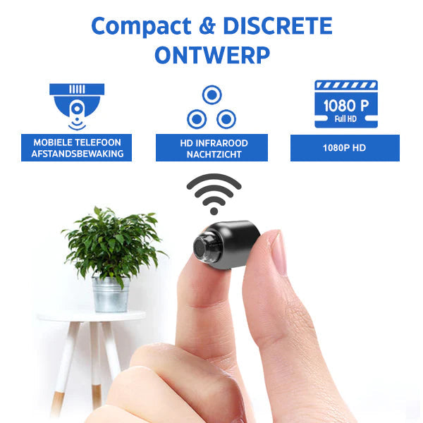 Compacte Beveiligingscamera Full HD 1080p WiFi Nachtzicht met Bewegingsdetectie voor Thuisbewaking en Kinderopvang | Sansoti