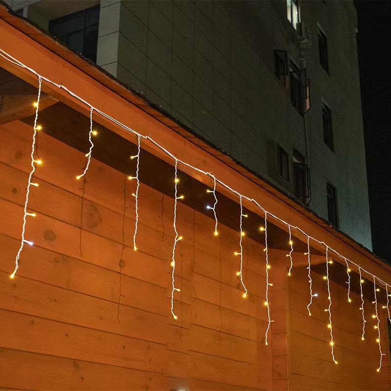 50 Meter LED-Eiszapfenlichtvorhang mit warmweißem Wasserfalllicht für den Außenbereich | Restfield