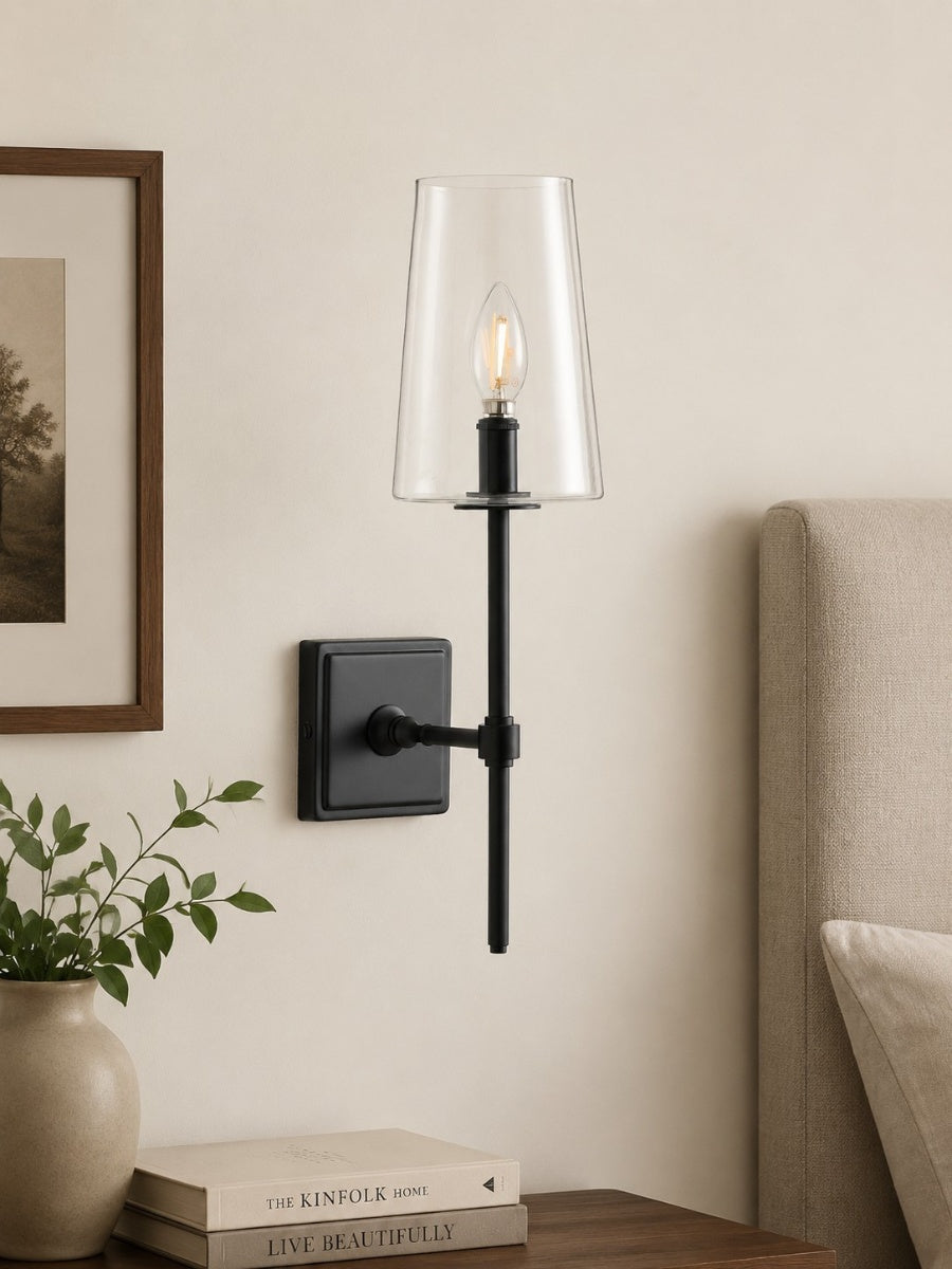 Glazen Wandlamp met Helder Glas – Enkelvoudige tot Drievoudige Configuratie – Elegante Badkamerverlichting | Sansoti