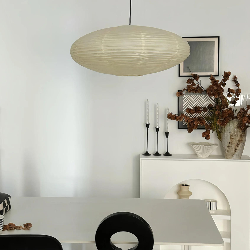 Plafondlamp Mulberry Papier Japandi Design Ø50 Ø60 LED Dimbaar Wit Geometrisch | Sansoti