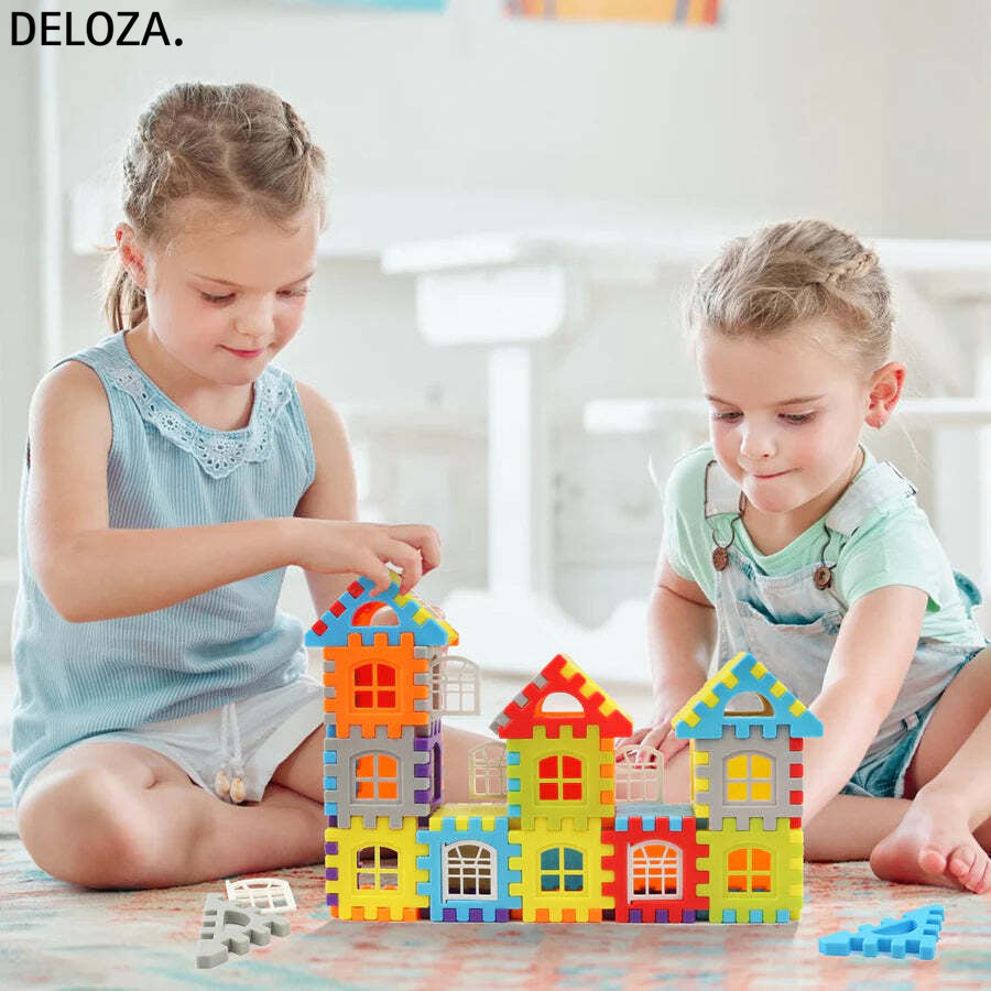 Houten Constructieblokken Set voor Kinderen 3+ Jaar Creatief Bouwen Leren Fijnmotoriek Speelgoed Educatief | Sansoti