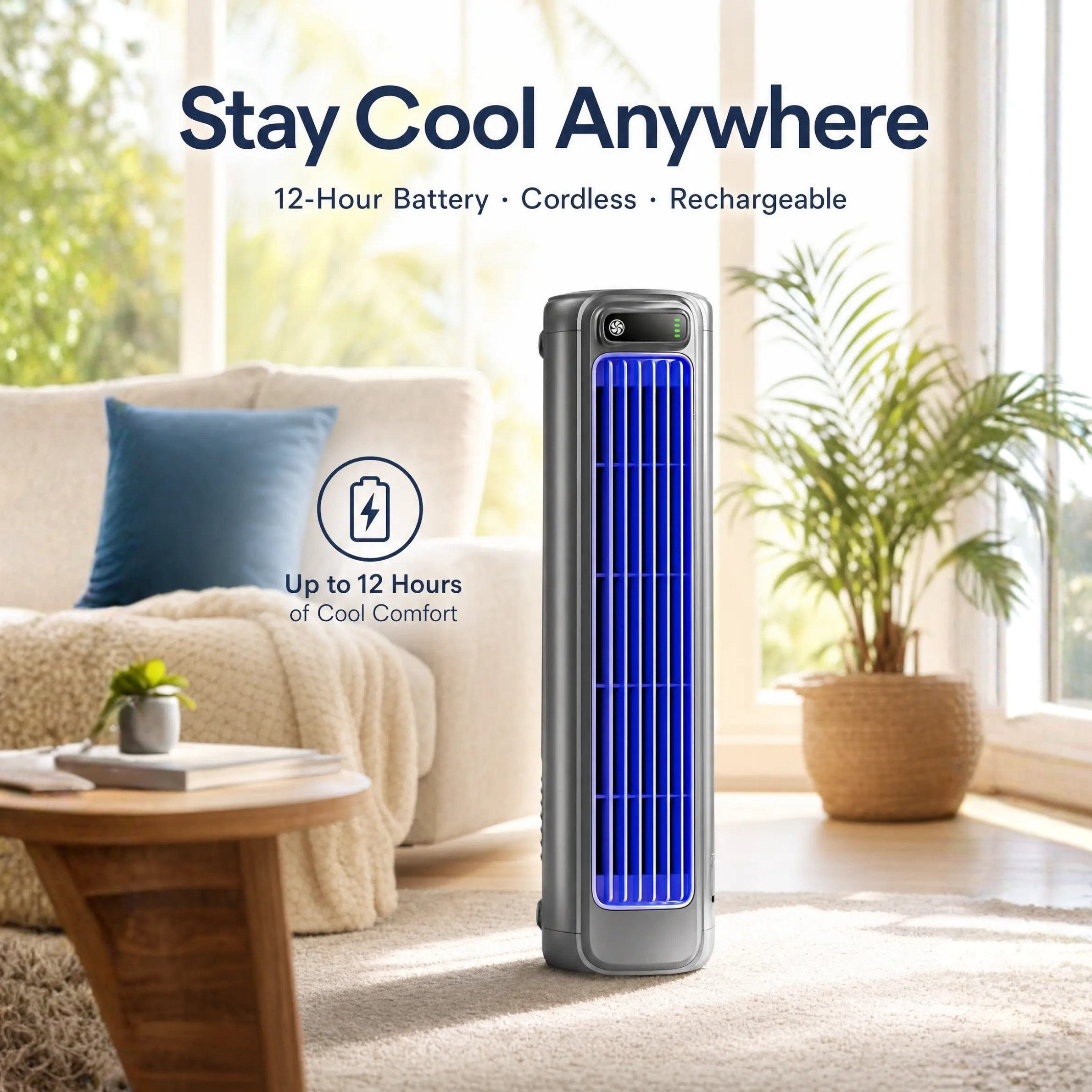 Draagbare Draadloze Ventilator met 12 Uur Koeltijd – Oplaadbaar en Stil | Sansoti