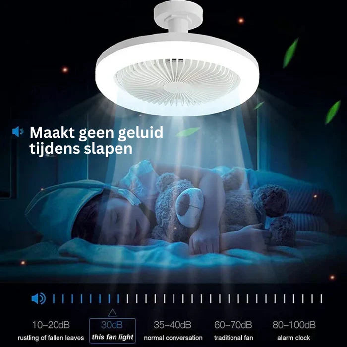 Wentylator sufitowy z oświetleniem LED, E27, pilot zdalnego sterowania, regulowana prędkość, energooszczędny, cichy silnik | Sansoti