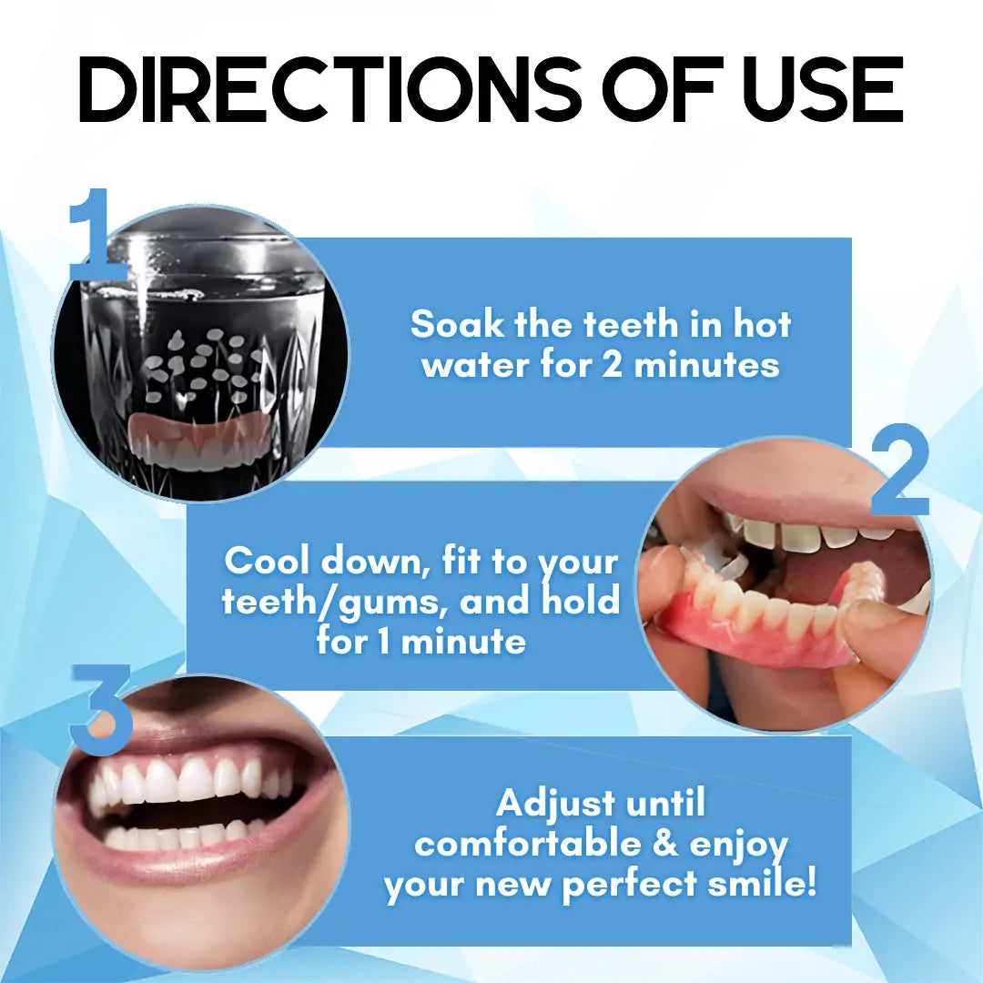 Cosmetic Denture Prosthesis for Adults, Removable Silicone Tooth Filling, Reusable, Natural White | Sansoti