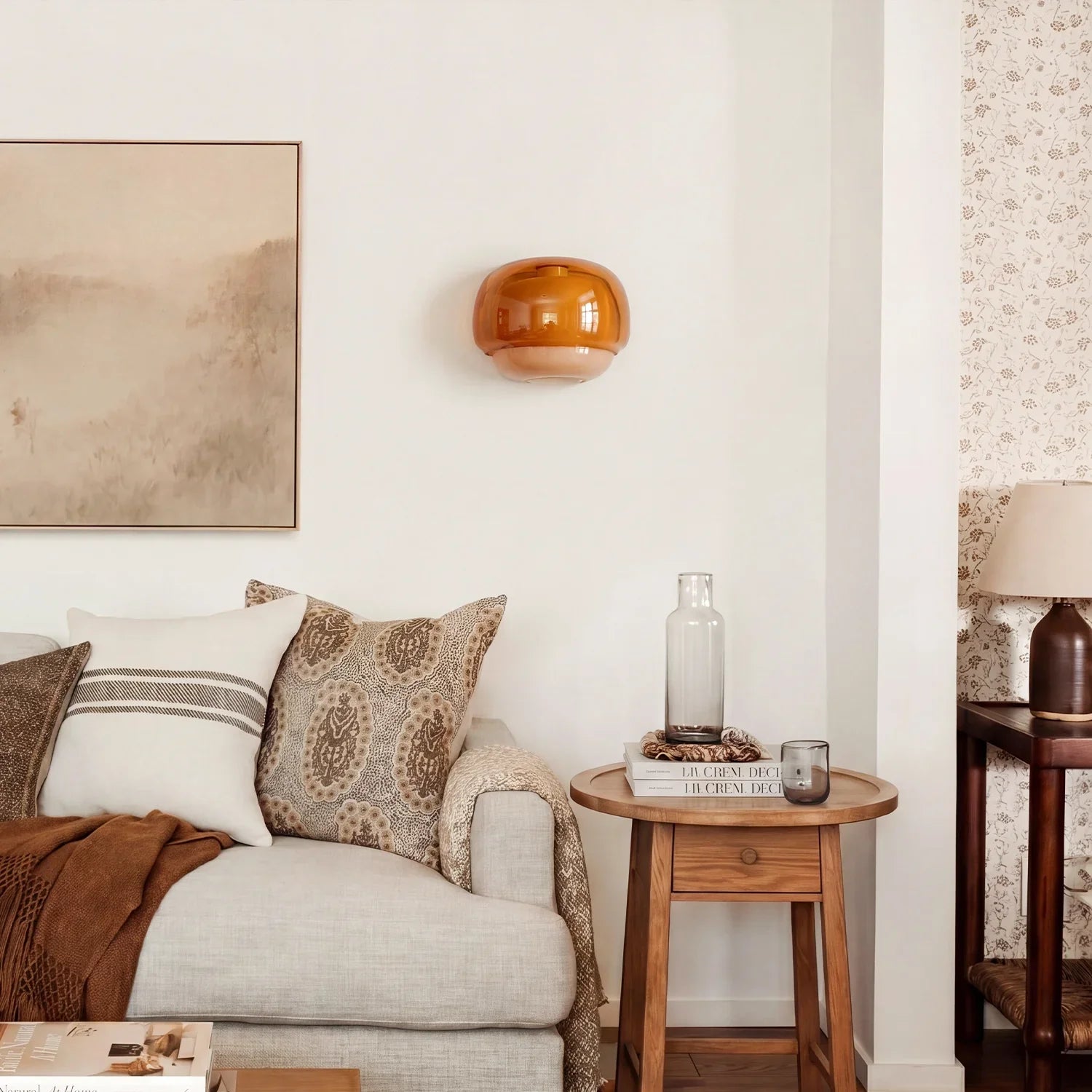 Moderne Glazen Wandlamp met Dubbele Paddenstoelkap – Kleurrijk Accent voor Slaapkamer en Gang | Sansoti