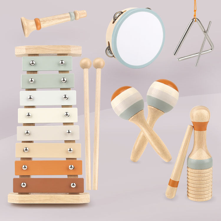 Montessori Musikinstrumentenset für Kleinkinder – Pädagogisches Spielzeug mit Xylophon, Tamburin, Shaker & Trommel | Sansoti
