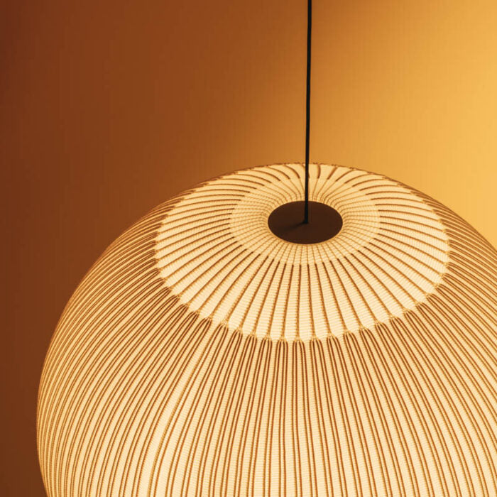 Japandi Hanglamp 3D Lycra 45 cm Beige Eettafel Woonkamer Dimbare LED Hanglamp Scandinavische Verlichting Interieur | Sansoti