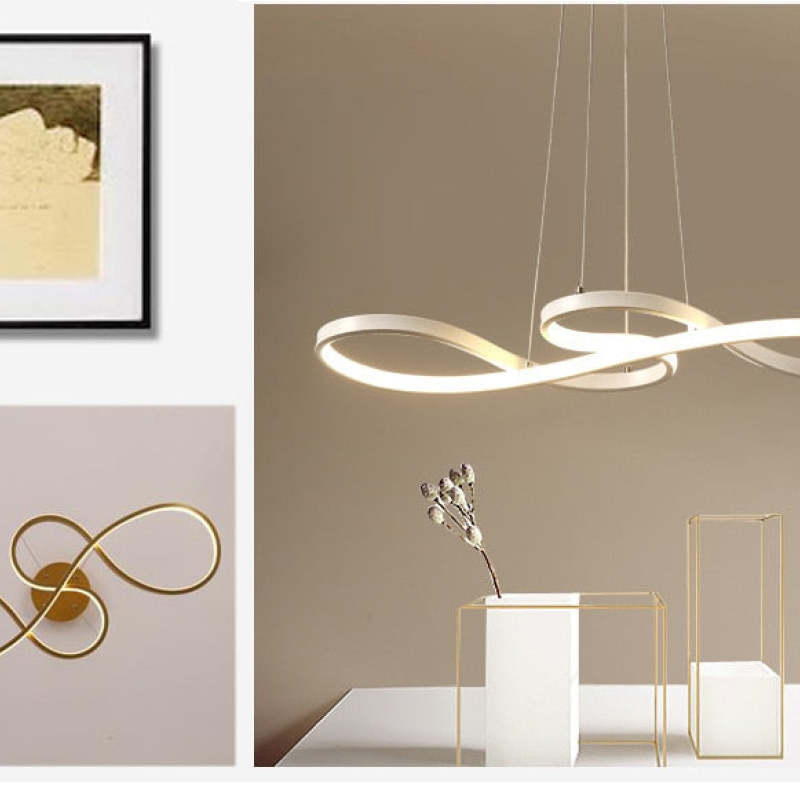 Musical Note Pendant Light Black Gold Design LED Adjustable Dining Room Living Room Modern Fixture Ambient Lighting Interior | Sansoti