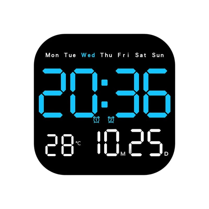 Digital Wall Clock with Remote Control Temperature Display Date Dimmable Modern Design for Office Bedroom | Sansoti