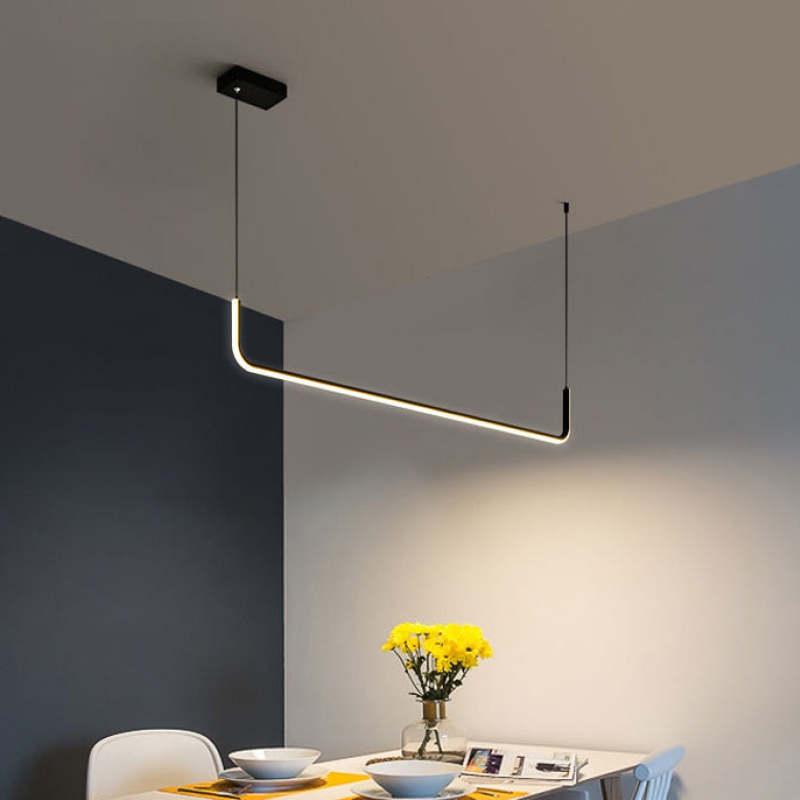 LED-Hängeleuchten Doppelrahmen Linear Modern Schwarz Gold Esszimmer Wohnzimmer Designbeleuchtung Stimmungsvolle Beleuchtung | Sansoti