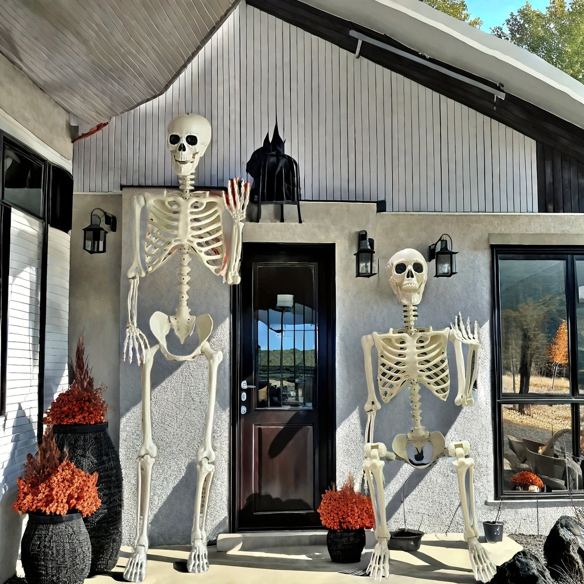 Skeletfiguur 168 cm Verstelbaar Zwart Halloween Tuindecoratie Buitenfiguur Feestdecoratie Horror Decoratie | Sansoti