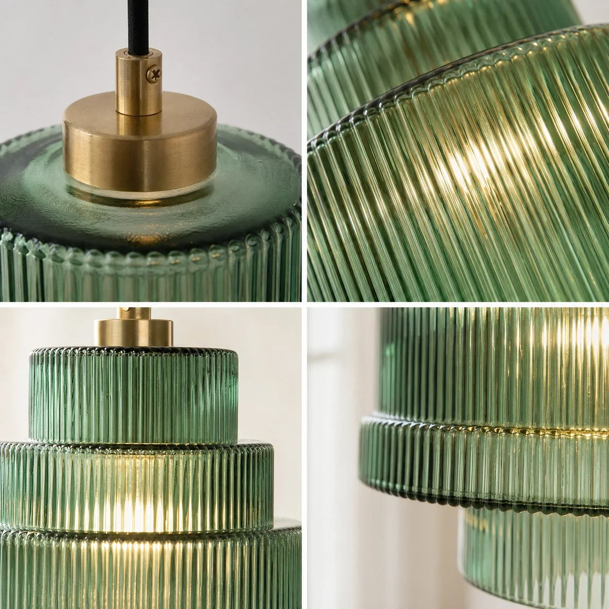 Ribbed Glass Pendant Light Layered Bottle Design E27 22cm Dining Area Ceiling Light Vintage Style Living Room | Sansoti