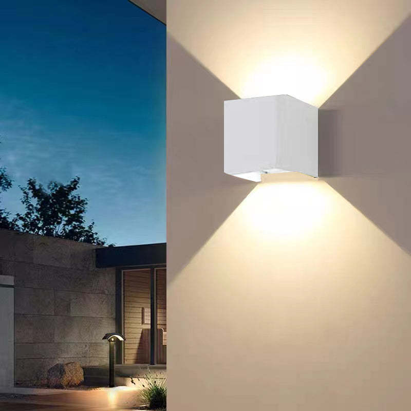 Square Outdoor Wall Light LED Adjustable Black White Gray Waterproof IP65 Metal Acrylic Garden Lighting | Sansoti