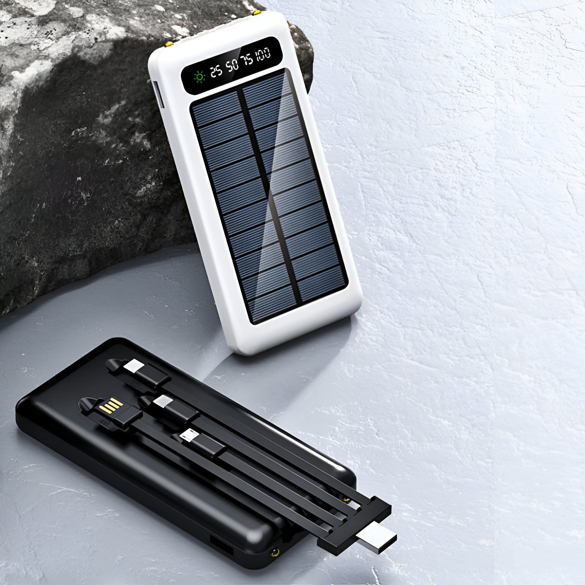 Draagbare Zonne-Energiebank 20.000mAh Externe Accu met LED-Display voor Smartphones Tablets Camping Reis Outdoor Opladen USB | Sansoti