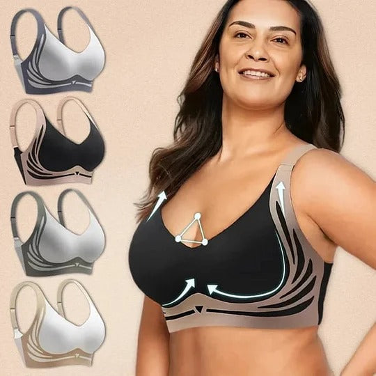 Beugelloze Push-Up BH Brede Bandjes U-Rug Comfortabele Lift Ondersteuning Zachte Pasvorm Dames Lingerie | Sansoti