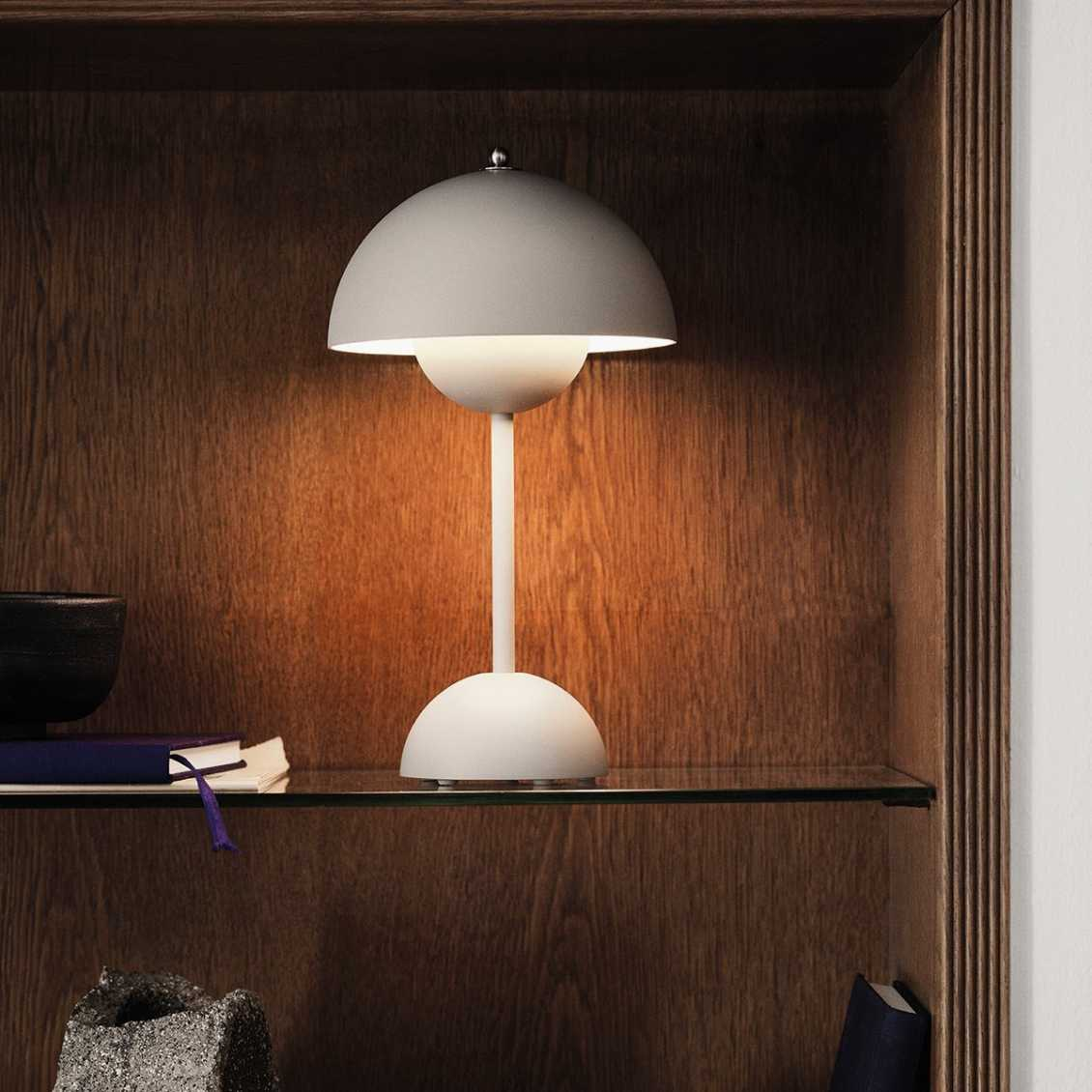 Tafellamp paddenstoel LED USB oplaadbaar draadloos nachtkastje bureau sfeerlicht interieur | Sansoti