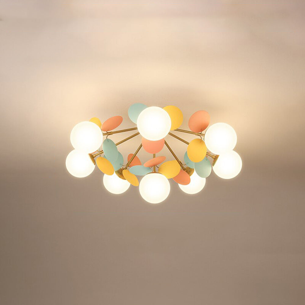 Bloementaklamp Plafond Meerkleurig Glas Metaal 4-15 Lichtpunten Natuurgeïnspireerd Design Woonkamer Eetkamer | Sansoti