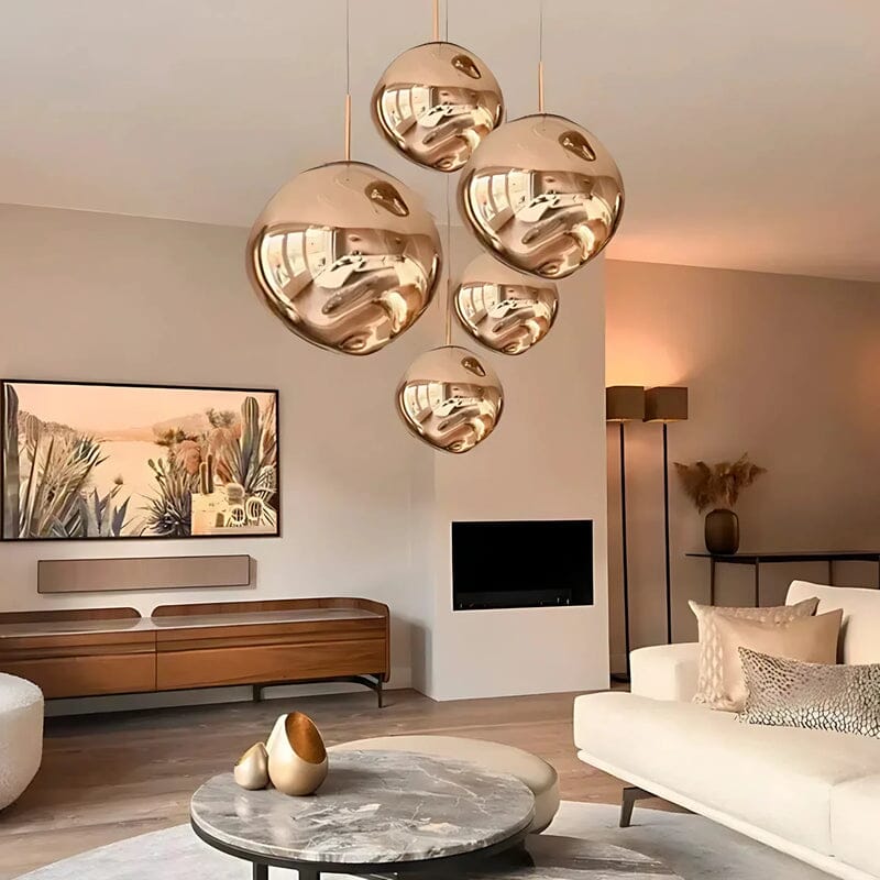 Moderne Lava-Hängeleuchte mit Glas- oder PVC-Kugel und verstellbarer Aufhängungshöhe | Restfield