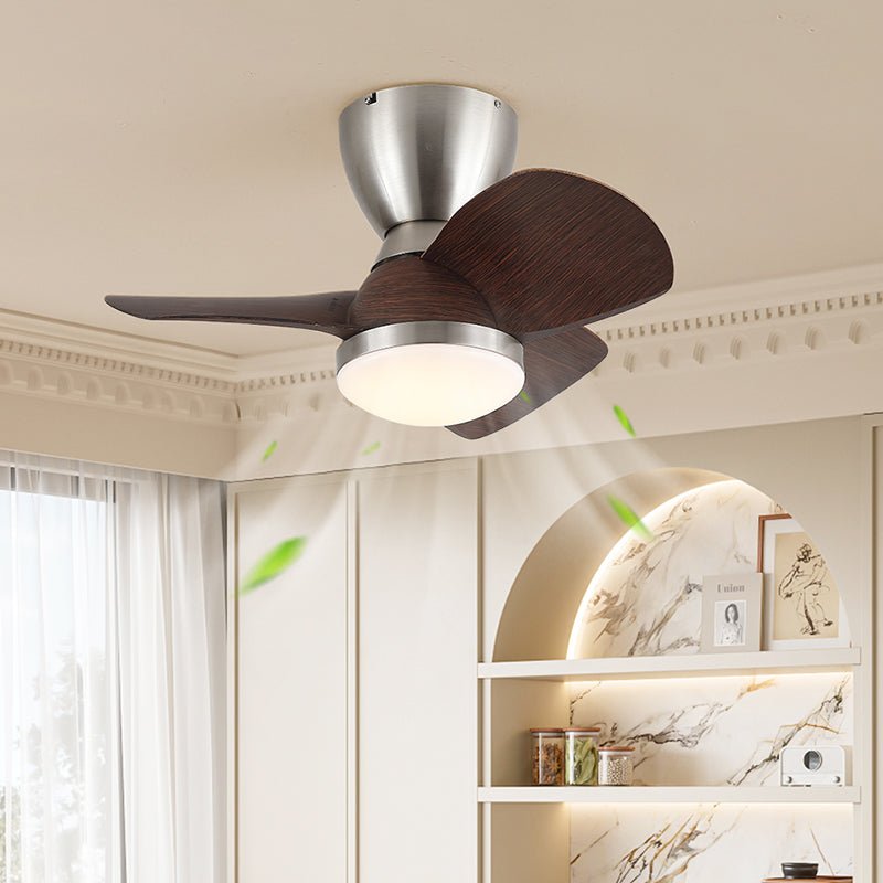 Plafondventilator met Verlichting Elora in Messing en Hout — Minimalistische Ventilator met LED Afstandsbediening | Sansoti