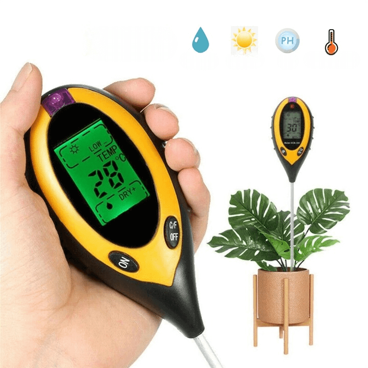 Digitale 4-in-1 Grondtester pH-Waarde Vocht Temperatuur Licht Bodemanalyse voor Tuin Moestuin Planten Groei Optimalisatie | Sansoti