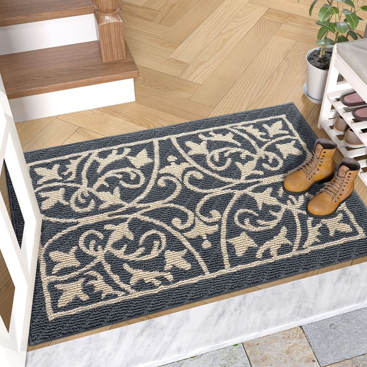 Paillasson antidérapant d’intérieur facile d’accès, 60x90cm, retenant la saleté, tapis d’entrée avec dessous en caoutchouc antidérapant | Sansoti