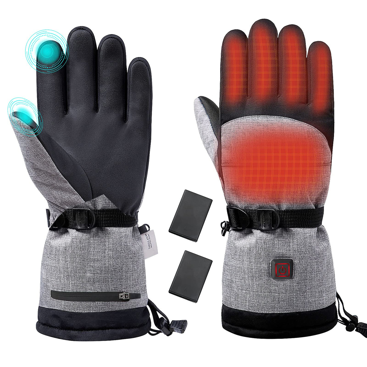 Verwarmde Handschoenen met Touchscreen Functie 3 Warmtestanden Waterdicht voor Wintersport Skiën Snowboarden | Sansoti
