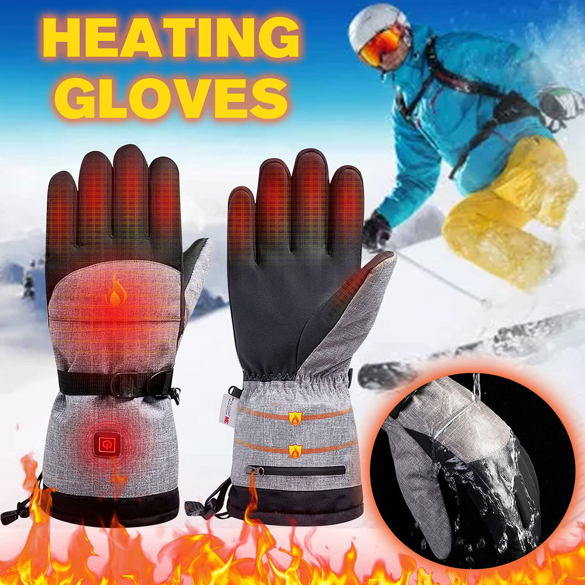 Verwarmde Handschoenen met Touchscreen Functie 3 Warmtestanden Waterdicht voor Wintersport Skiën Snowboarden | Sansoti
