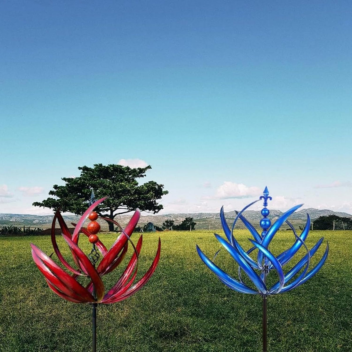 Drehendes Windspiel aus Metall für den Garten, 360°, kinetischer Gartenschmuck, Windspinner, wetterfeste Außendekoration | Sansoti