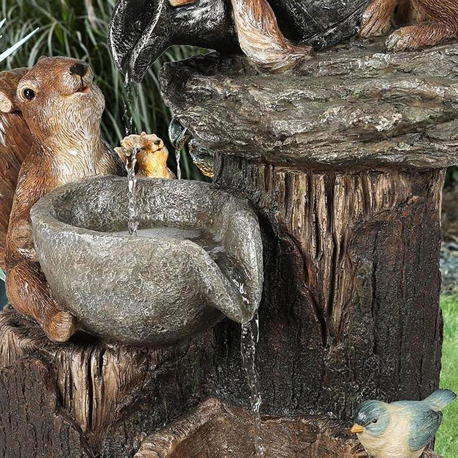 Tafelfonteintje op Zonne-energie met Dierenfiguur LED-verlichting Balkon Terras Tuin Decoratie | Sansoti