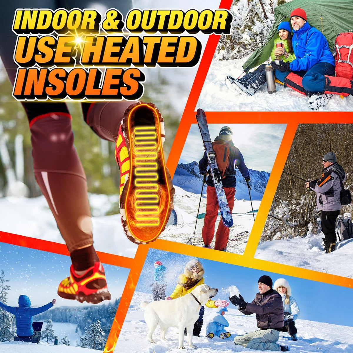 Heated Insoles with Wireless Control Rechargeable Adjustable Heat Level Warm Feet Winter Shoes | Sansoti