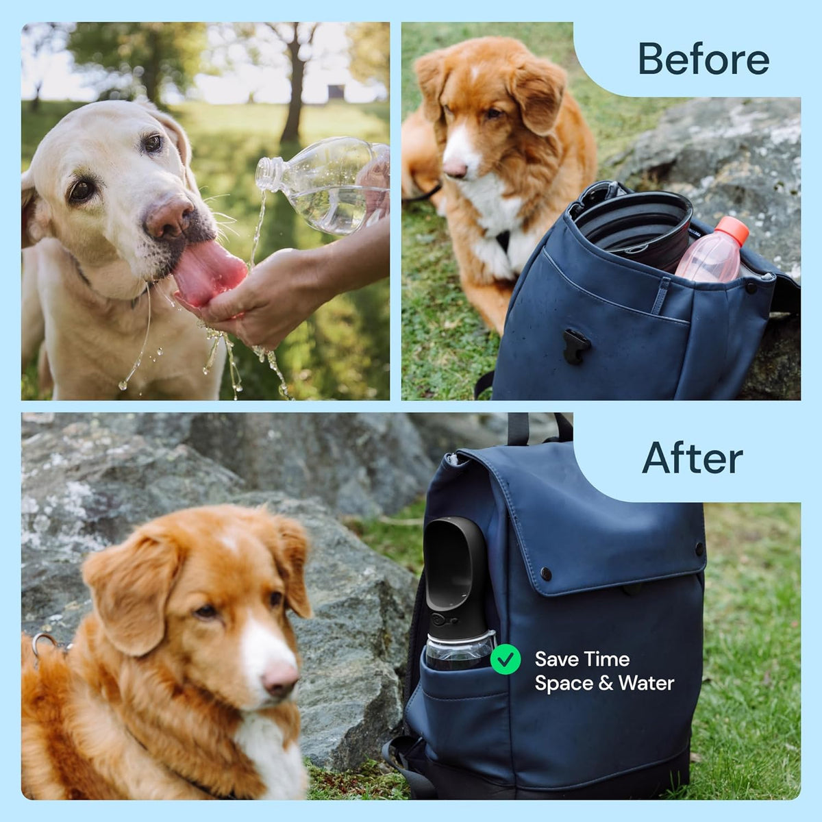 Draagbare Drinkfles voor Honden 550ml met Geïntegreerde Drinkbak BPA-Vrij Lekvrij Wandelen Outdoor Reizen | Sansoti