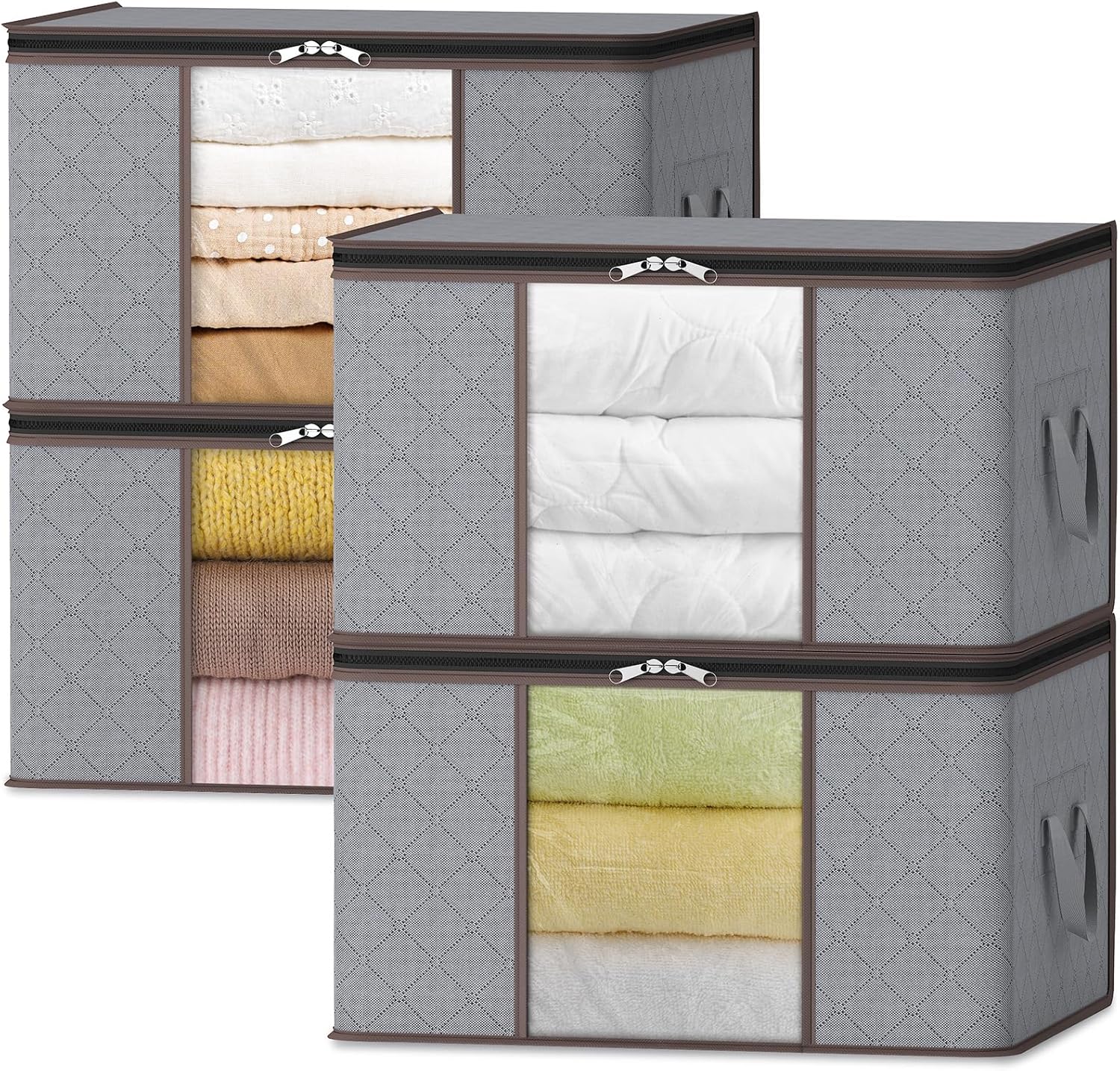 Aufbewahrungsbox mit Fenster, faltbar, 35–90 l, Kleideraufbewahrungsbox mit Reißverschluss | Restfield