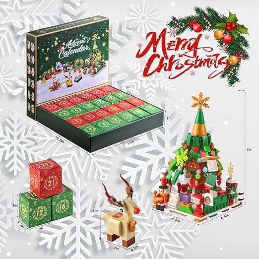 Adventskalender Bouwblokken 24 Dagen Kerstdorp Winterthema Creatief Constructiespeelgoed Kerst December Kinderen | Sansoti