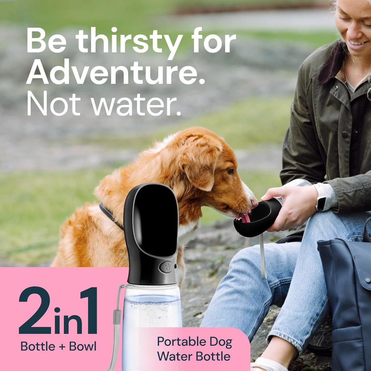 Draagbare Drinkfles voor Honden 550ml met Geïntegreerde Drinkbak BPA-Vrij Lekvrij Wandelen Outdoor Reizen | Sansoti