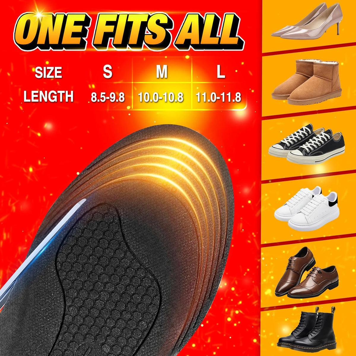 Heated Insoles with Wireless Control Rechargeable Adjustable Heat Level Warm Feet Winter Shoes | Sansoti