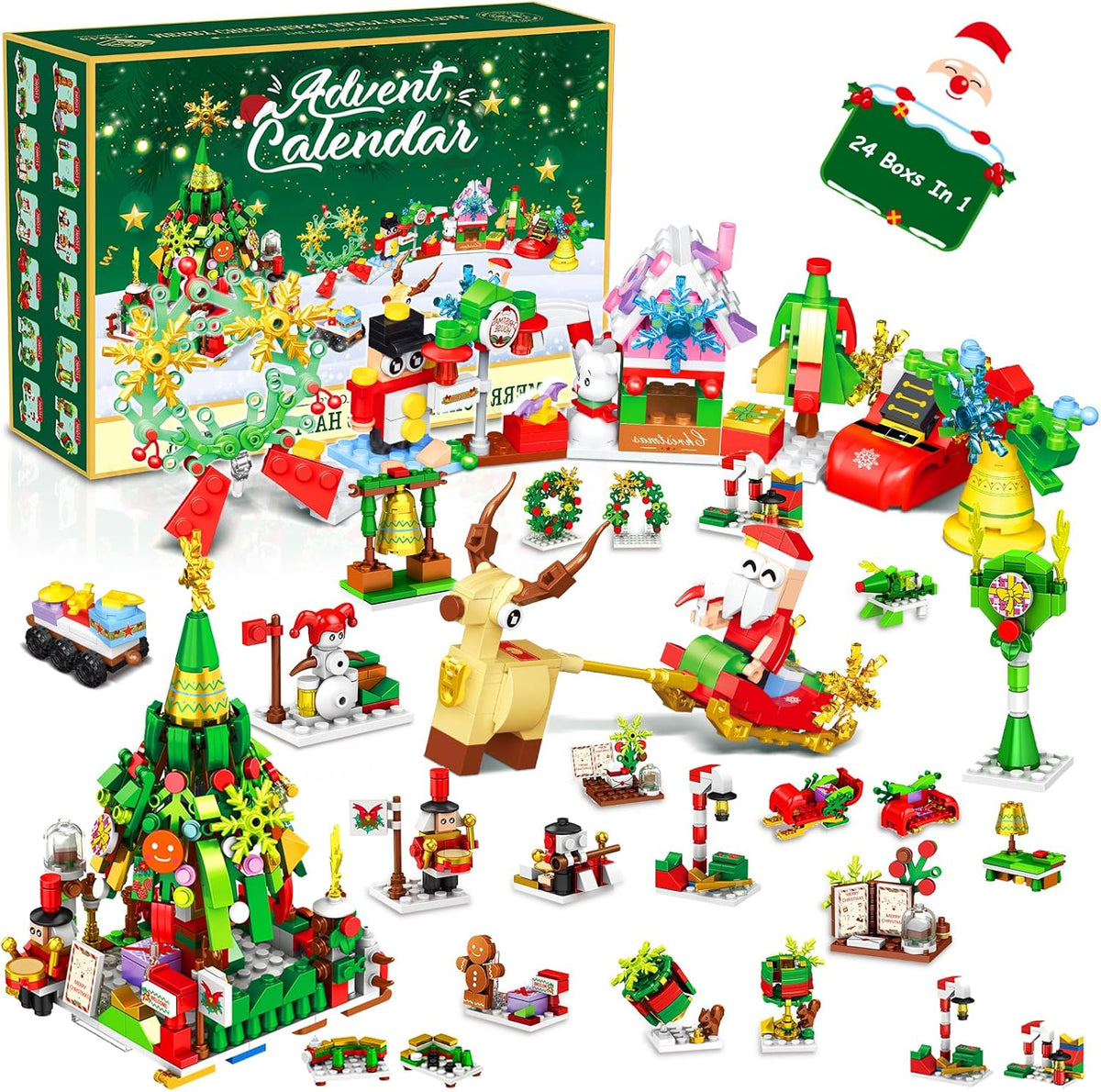 Adventskalender Bouwblokken 24 Dagen Kerstdorp Winterthema Creatief Constructiespeelgoed Kerst December Kinderen | Sansoti