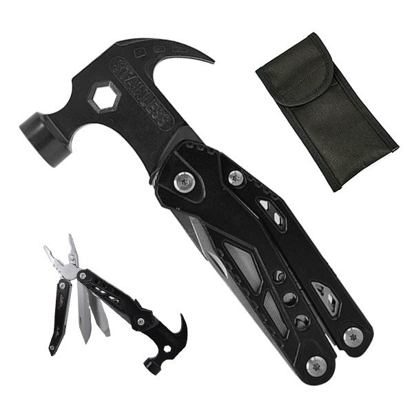 19-in-1 Multitool Hamer – Veelzijdig Gereedschap met Combinatie van Hamer, Tang, Schroevendraaier, Mes, Flesopener en 13 Extra Functies voor Camping, Klussen en Noodgevallen | Sansoti