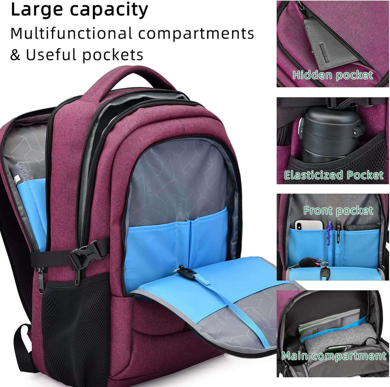 Waterdichte Laptoprugzak met USB-Oplaadpoort en Georganiseerde Vakken voor Dagelijks Werk en Reizen 33-43cm | Sansoti