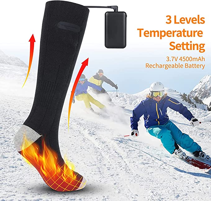 Chaussettes chauffantes à chauffage électrique pour garder les pieds au chaud en hiver, sports de plein air, randonnée, ski, vélo | Sansoti