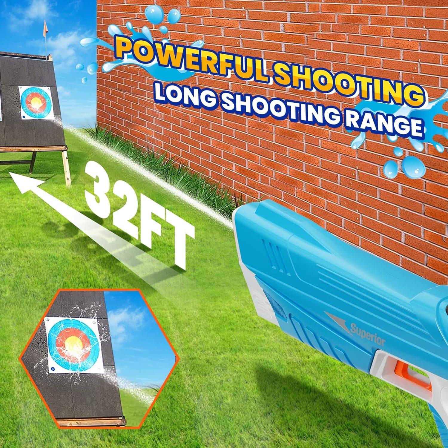 Waterpistool met Groot Bereik 12 Meter – Elektrisch Waterspeelgoed voor Kinderen en Volwassenen met 250+ Schoten Capaciteit | Sansoti