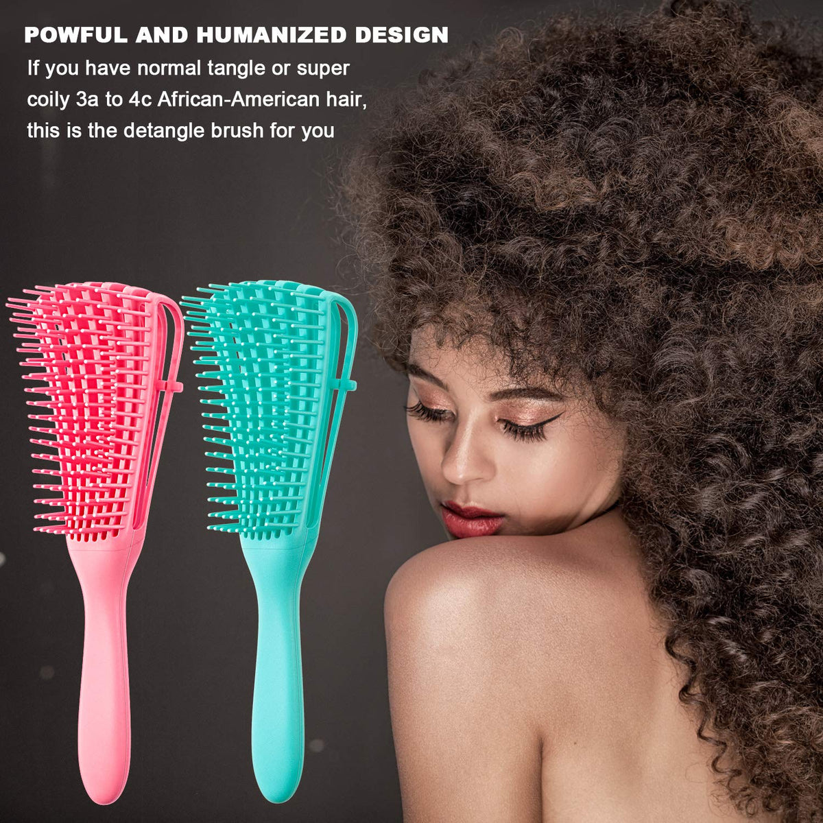 Entwirrbürsten-Set für lockige Texturen, Haartyp 3a-4c, Afro-Locken, Massage, verstellbar, 2 Stück, Detangler | Sansoti